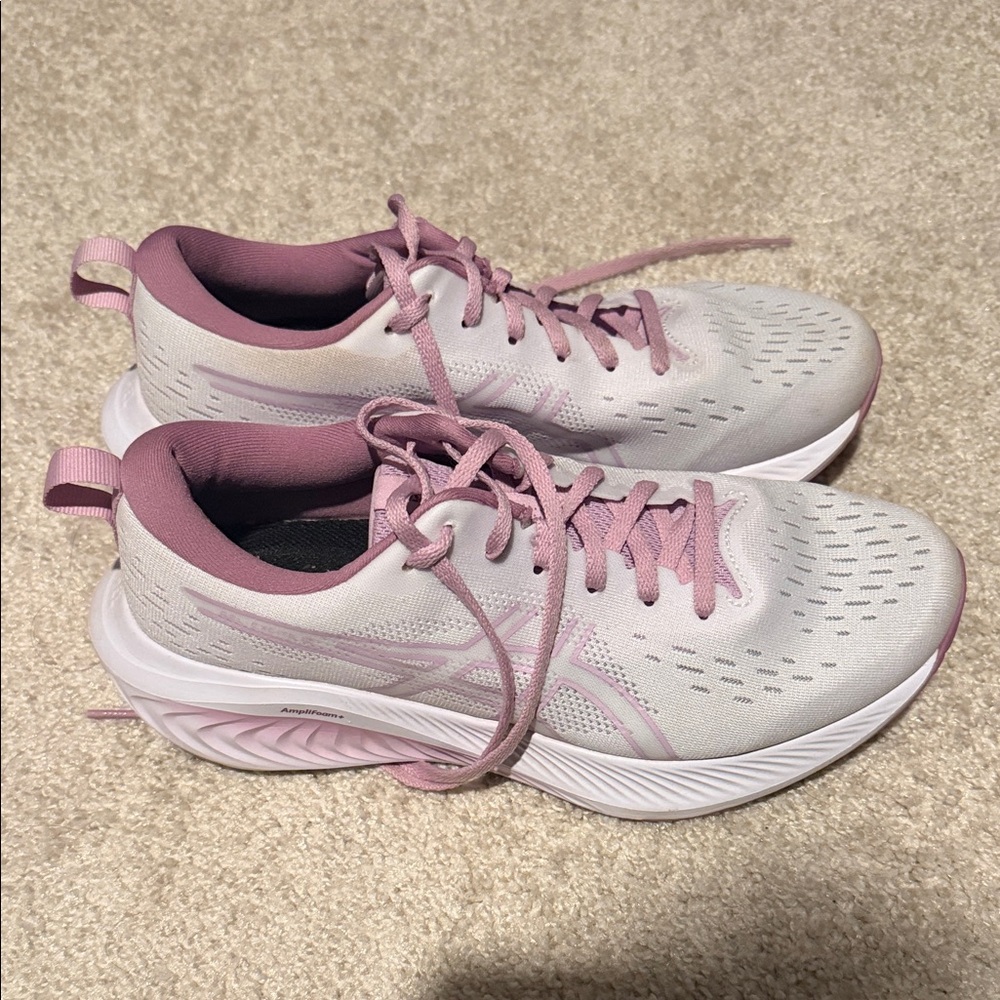 Asics Women's Pink and White Athletic Shoes